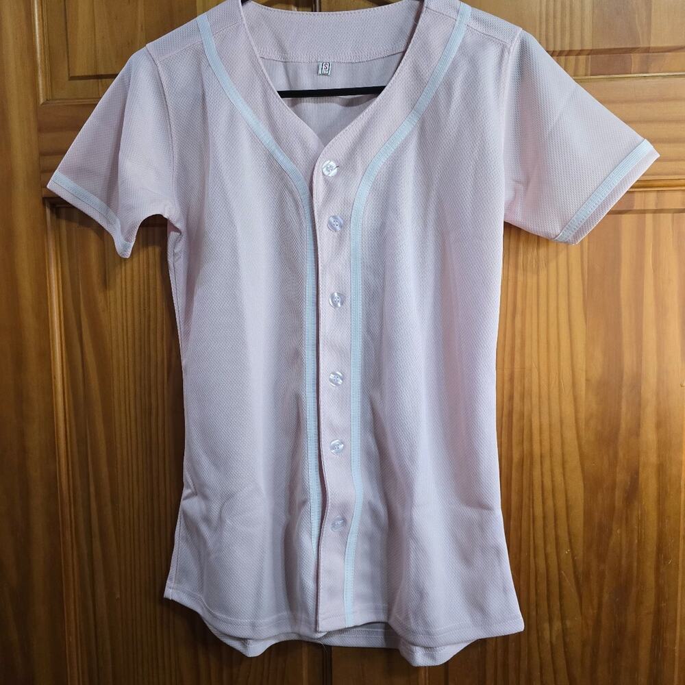 Blank Plain Hip Hop Hipster Button Down Baseball Jersey, Short Sleeve Active T
